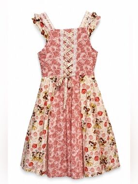 Custom Handmade Disney Belle Princess Dress Cottagecore Lace-Up Floral Girls